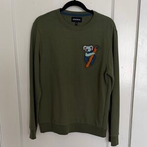 Bonobos Olive Green Crewneck Sweater with Koala Embroidery